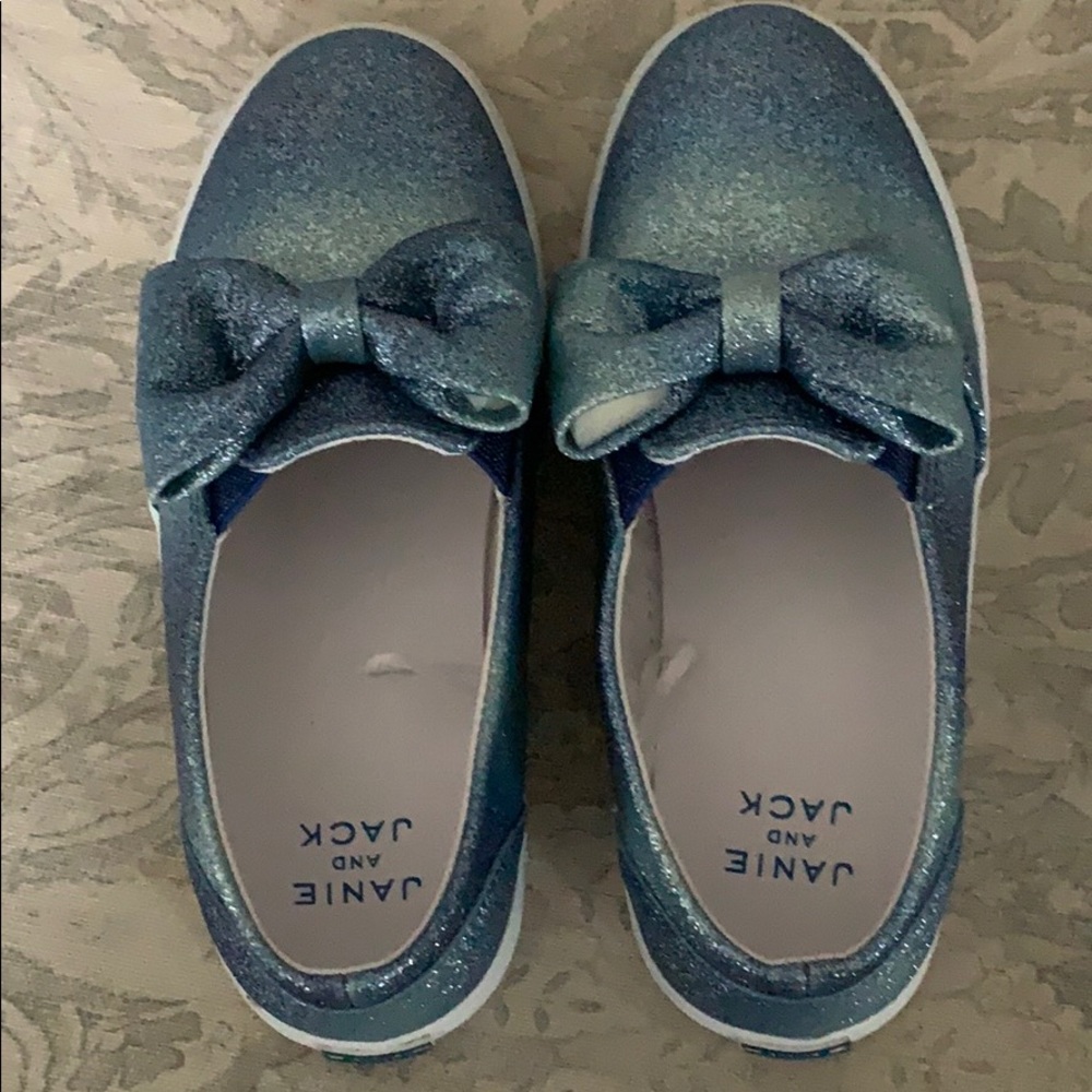 Janie and Jack Glitter Bow Slip On Sneakers Sz 13
